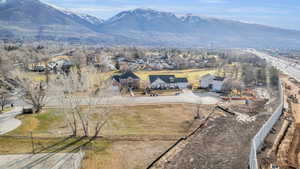 Aerial view featuring a mountain view