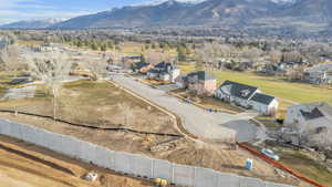 Aerial view featuring a mountain view