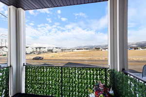 Balcony with a mountain view