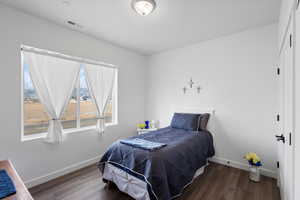 Bedroom featuring dark wood-type flooring