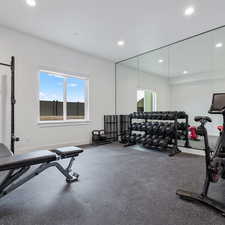 Workout area with recessed lighting