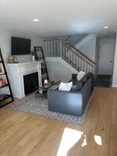 Living room featuring light wood-type flooring