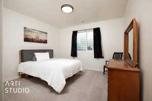 Bedroom with carpet floors