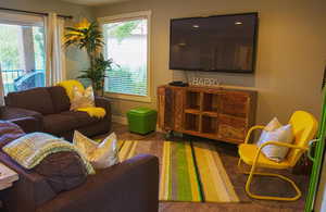 Living room featuring wood-type flooring