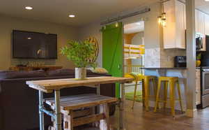 Dining area featuring dark hardwood / wood-style floors