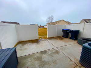 View of patio / terrace with central air condition unit and BBQ space w/o