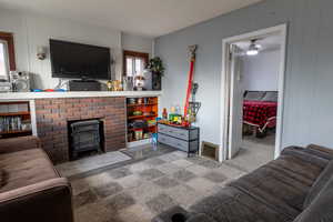 Living room featuring fireplace