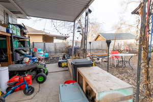 Backyard featuring back covered patio