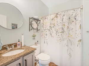 Bathroom featuring vanity and toilet