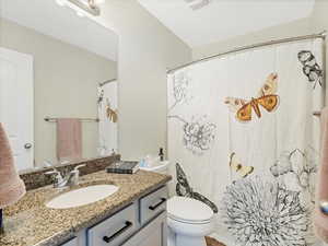 Bathroom with vanity and toilet