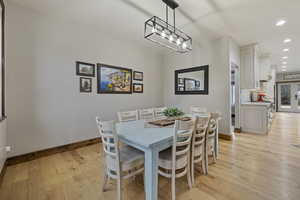 Dining space featuring light wood-type flooring