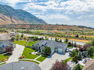 Drone / aerial view with a mountain view