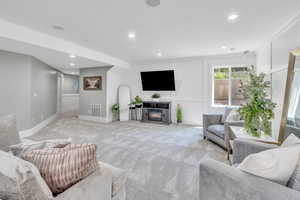 View of carpeted living room