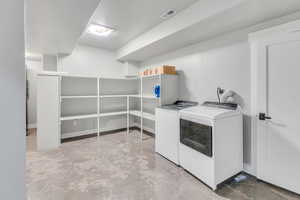 Laundry room featuring washer and dryer