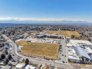 Drone / aerial view featuring a mountain view