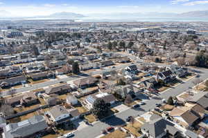 Bird's eye view with a mountain view