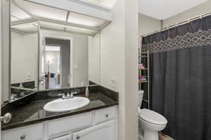 Bathroom with vanity and toilet