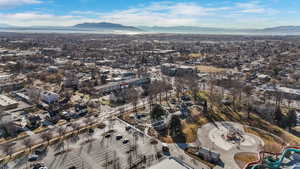 Drone / aerial view with a mountain view