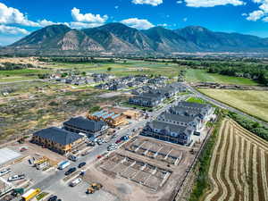 Drone / aerial view with a mountain view