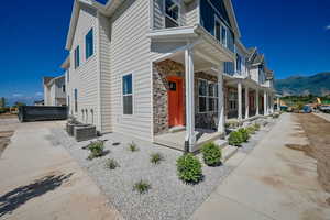 View of home's exterior featuring a mountain view