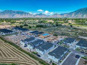 Aerial view featuring a mountain view