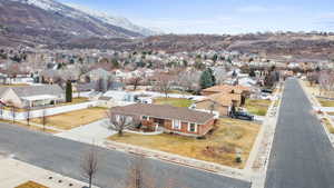 Drone / aerial view featuring a mountain view