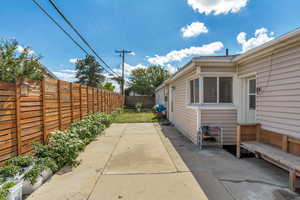 View of home's exterior with a patio area