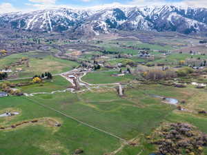 Aerial view featuring a mountain view and a rural view