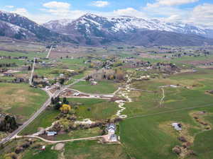 Aerial view featuring a mountain view and a rural view