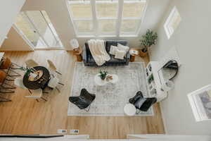 Living room with a skylight