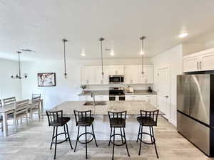 Open Kitchen with Granite Countertops and bar