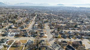 Drone / aerial view with a mountain view