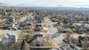 Drone / aerial view featuring a mountain view