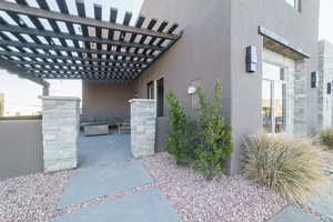 View of patio / terrace featuring a pergola