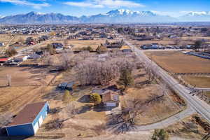 Aerial view featuring a mountain view