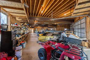 Garage with a workshop area