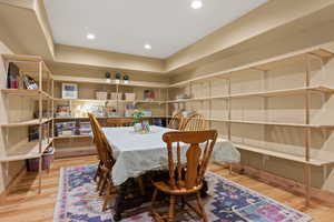 Dining space featuring light wood-type flooring