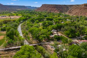 Drone / aerial view of a mountainous background