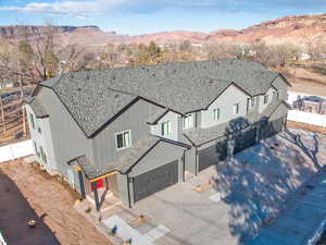 Bird's eye view with a mountain view