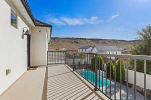 Balcony with a mountain view