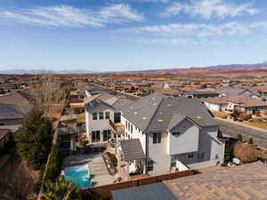 Drone / aerial view with a mountain view