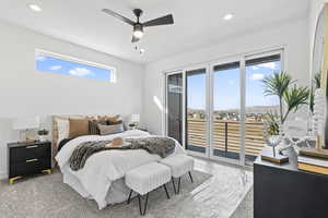 Primary bedroom with covered deck