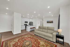 Living room featuring light wood-type flooring