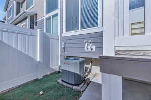 Exterior details featuring central AC