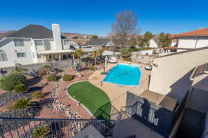 View of pool featuring a patio