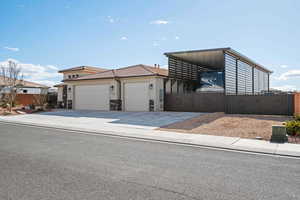 View of front of home with a garage