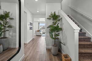 Hallway featuring light hardwood / wood-style floors