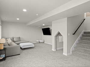 View of carpeted living room