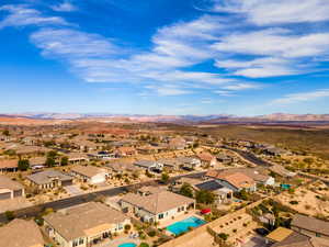 Aerial view featuring a mountain view