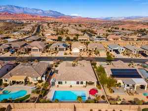 Aerial view featuring a mountain view